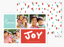 Peace love Joy Flat 3 Photo Christmas Card