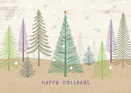 Pastel Pines Holiday Cards